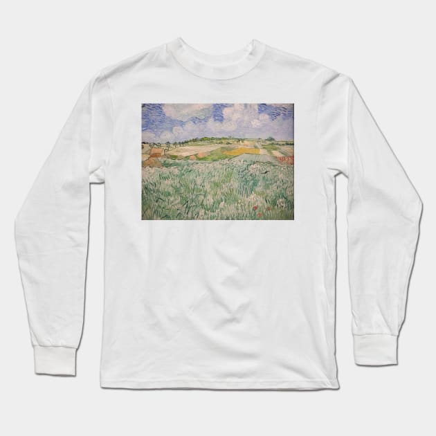Van Gogh - Ebene bei Auvers Long Sleeve T-Shirt by SybaDesign